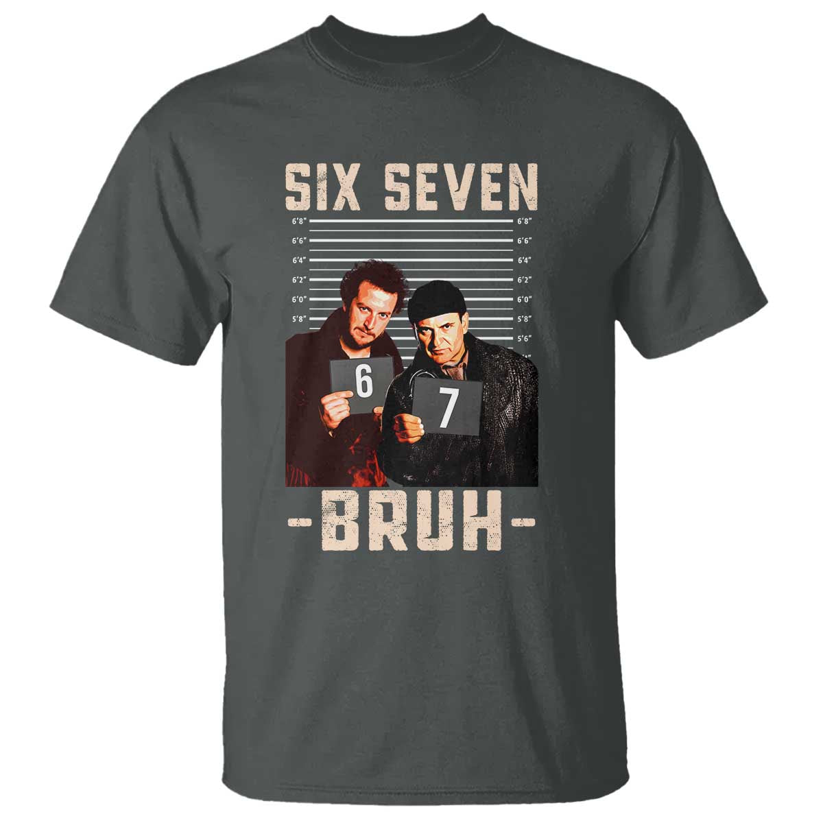 Funny 6 7 Meme T Shirt Retro Home Christmas Movie Alone TS10 Dark Heather Print Your Wear