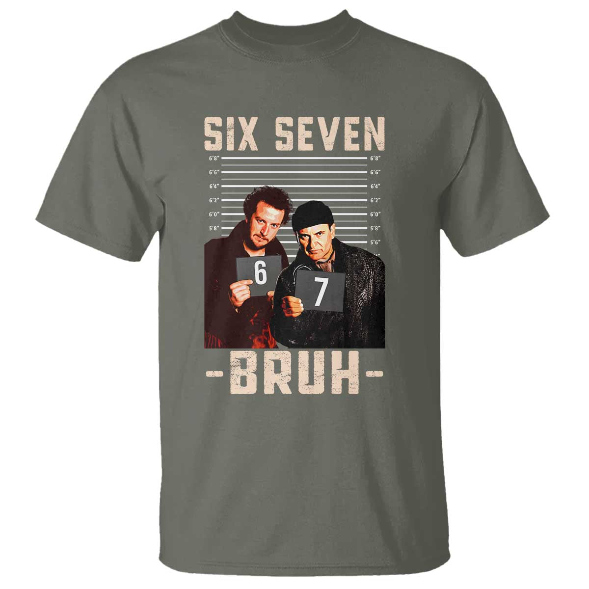 Funny 6 7 Meme T Shirt Retro Home Christmas Movie Alone TS10 Military Green Print Your Wear