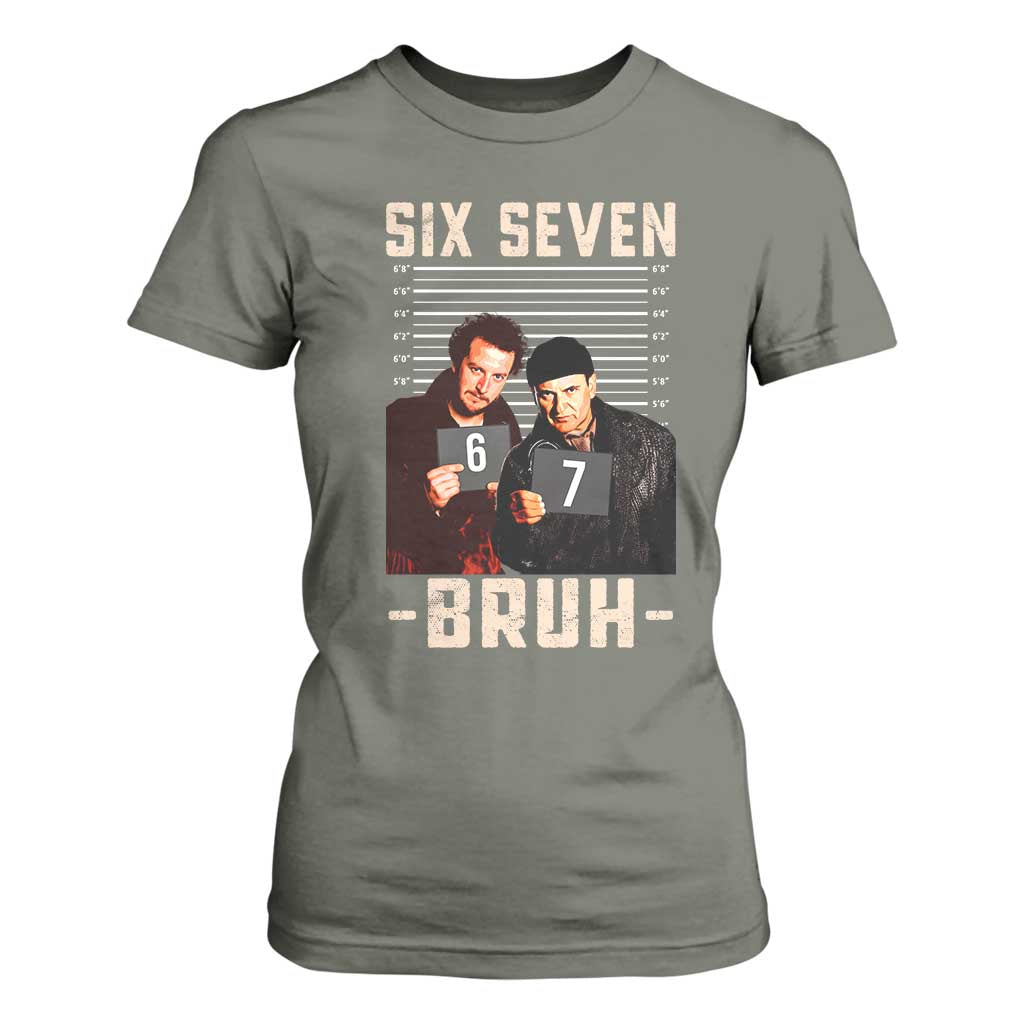Funny 6 7 Meme T Shirt For Women Retro Home Christmas Movie Alone TS10 Military Green Print Your Wear