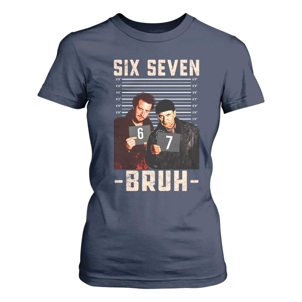 Funny 6 7 Meme T Shirt For Women Retro Home Christmas Movie Alone TS10 Navy Print Your Wear