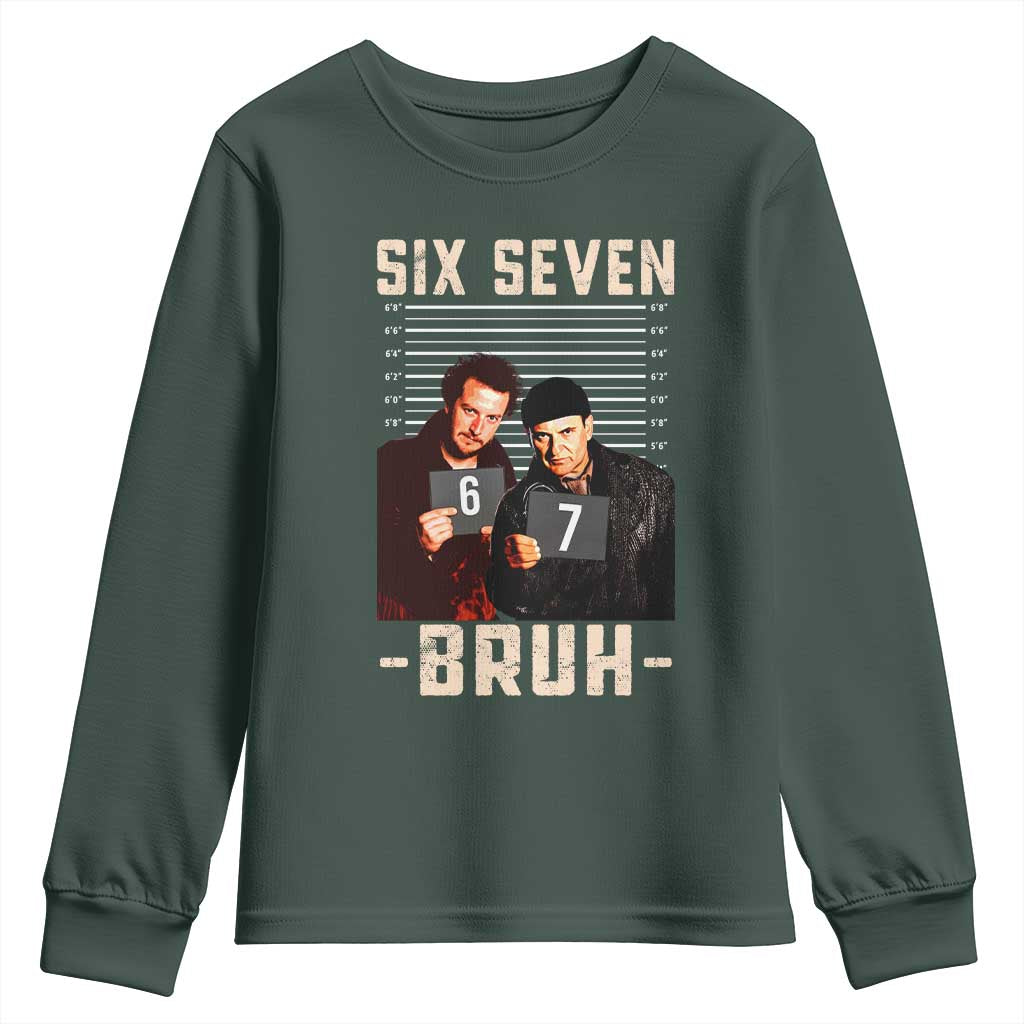 Funny 6 7 Meme Youth Sweatshirt Retro Home Christmas Movie Alone TS10 Dark Forest Green Print Your Wear