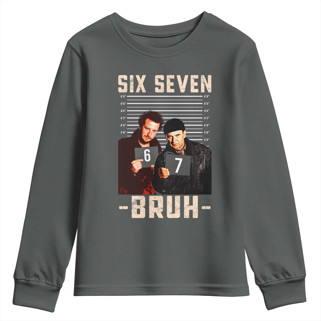 Funny 6 7 Meme Youth Sweatshirt Retro Home Christmas Movie Alone TS10 Dark Heather Print Your Wear