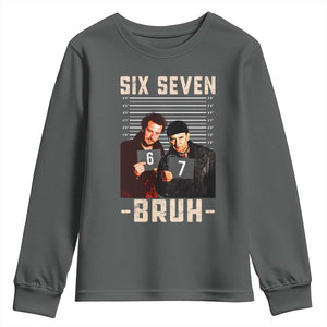 Funny 6 7 Meme Youth Sweatshirt Retro Home Christmas Movie Alone TS10 Dark Heather Print Your Wear