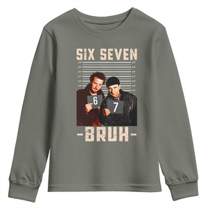 Funny 6 7 Meme Youth Sweatshirt Retro Home Christmas Movie Alone TS10 Military Green Print Your Wear