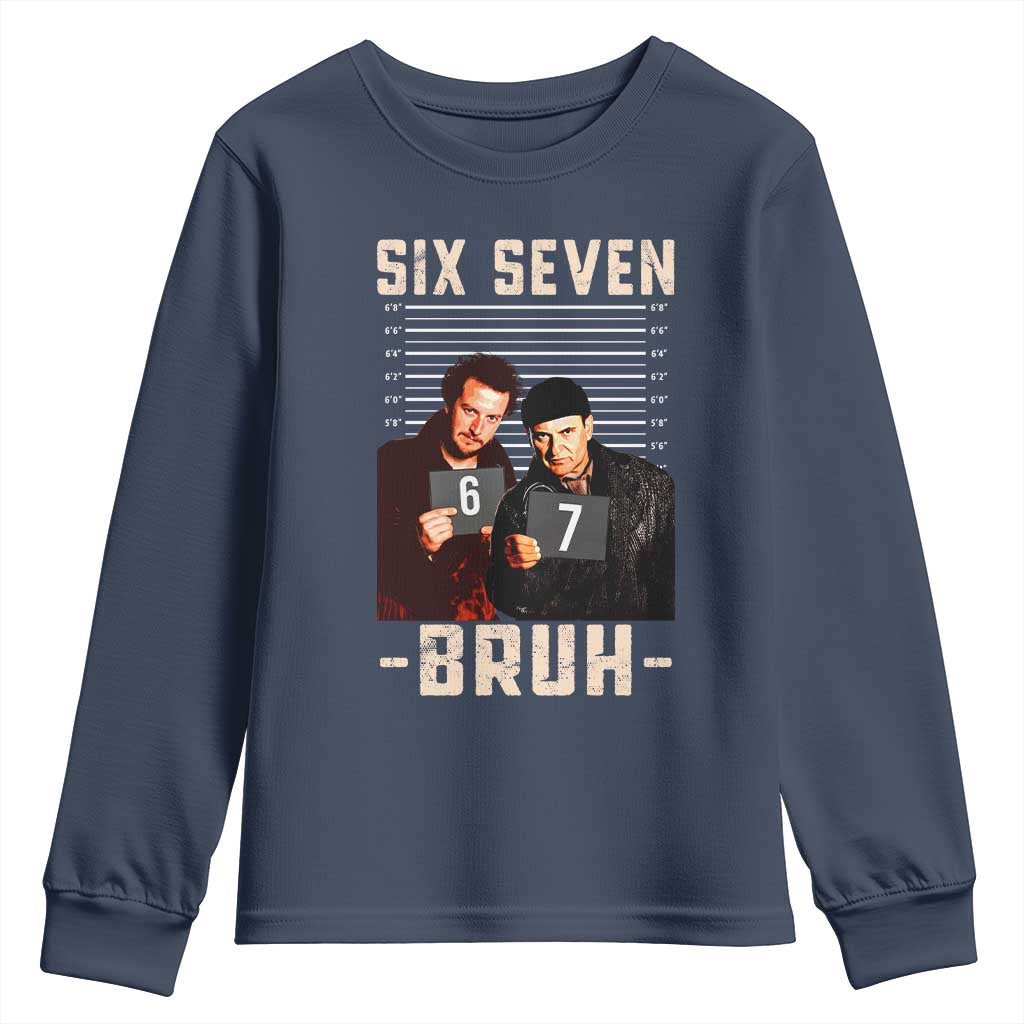 Funny 6 7 Meme Youth Sweatshirt Retro Home Christmas Movie Alone TS10 Navy Print Your Wear