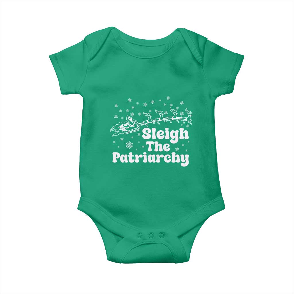 Sleigh The Patriarchy Baby Onesie Christmas Feminist Womens Rights TS10 Irish Green Print Your Wear