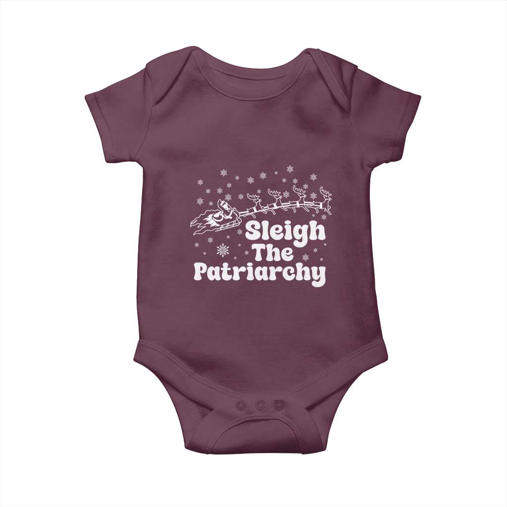 Sleigh The Patriarchy Baby Onesie Christmas Feminist Womens Rights TS10 Maroon Print Your Wear