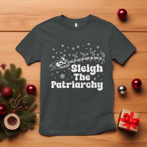Sleigh The Patriarchy T Shirt Christmas Feminist Womens Rights TS10 Dark Heather Print Your Wear