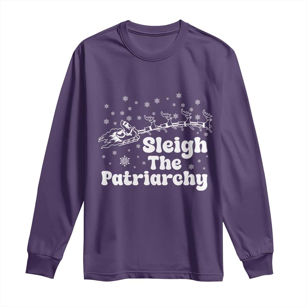 Sleigh The Patriarchy Long Sleeve Shirt Christmas Feminist Womens Rights TS10 Purple Print Your Wear