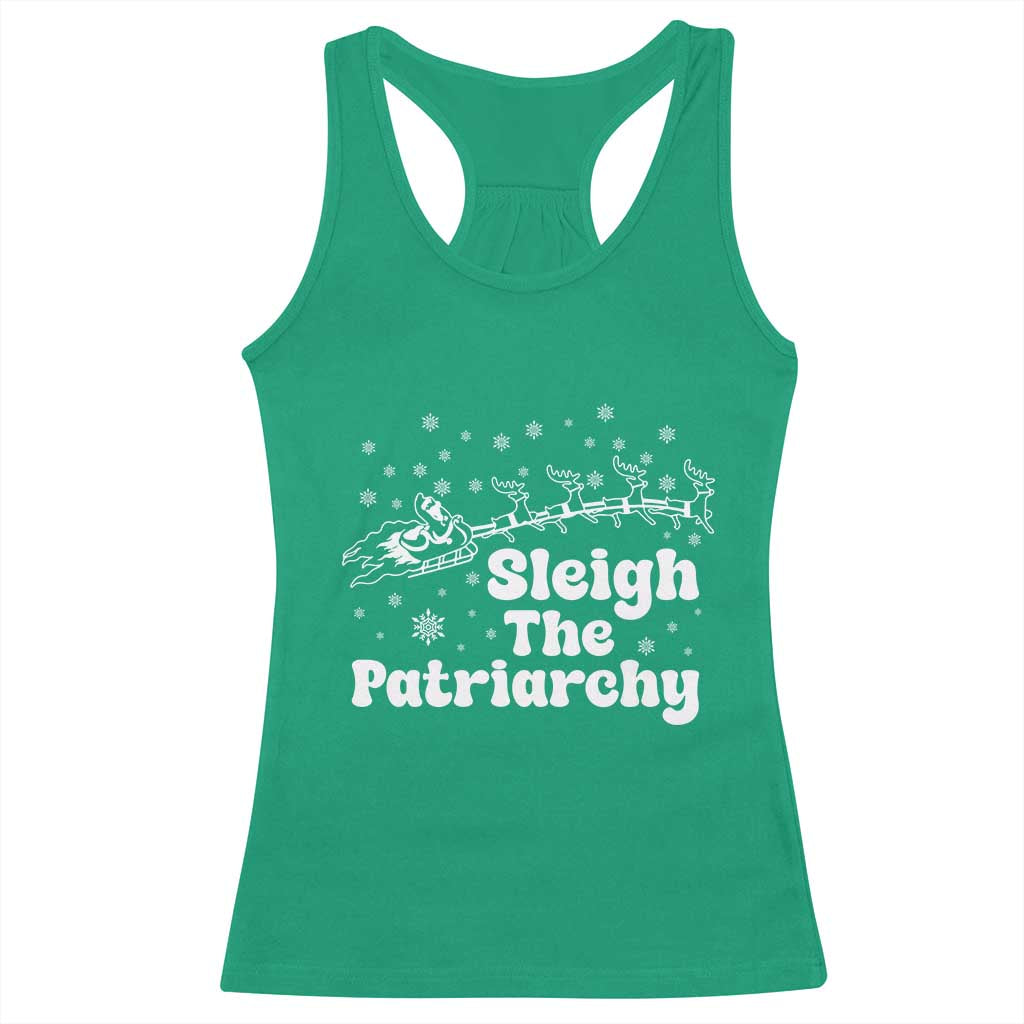 Sleigh The Patriarchy Racerback Tank Top Christmas Feminist Womens Rights TS10 Irish Green Print Your Wear