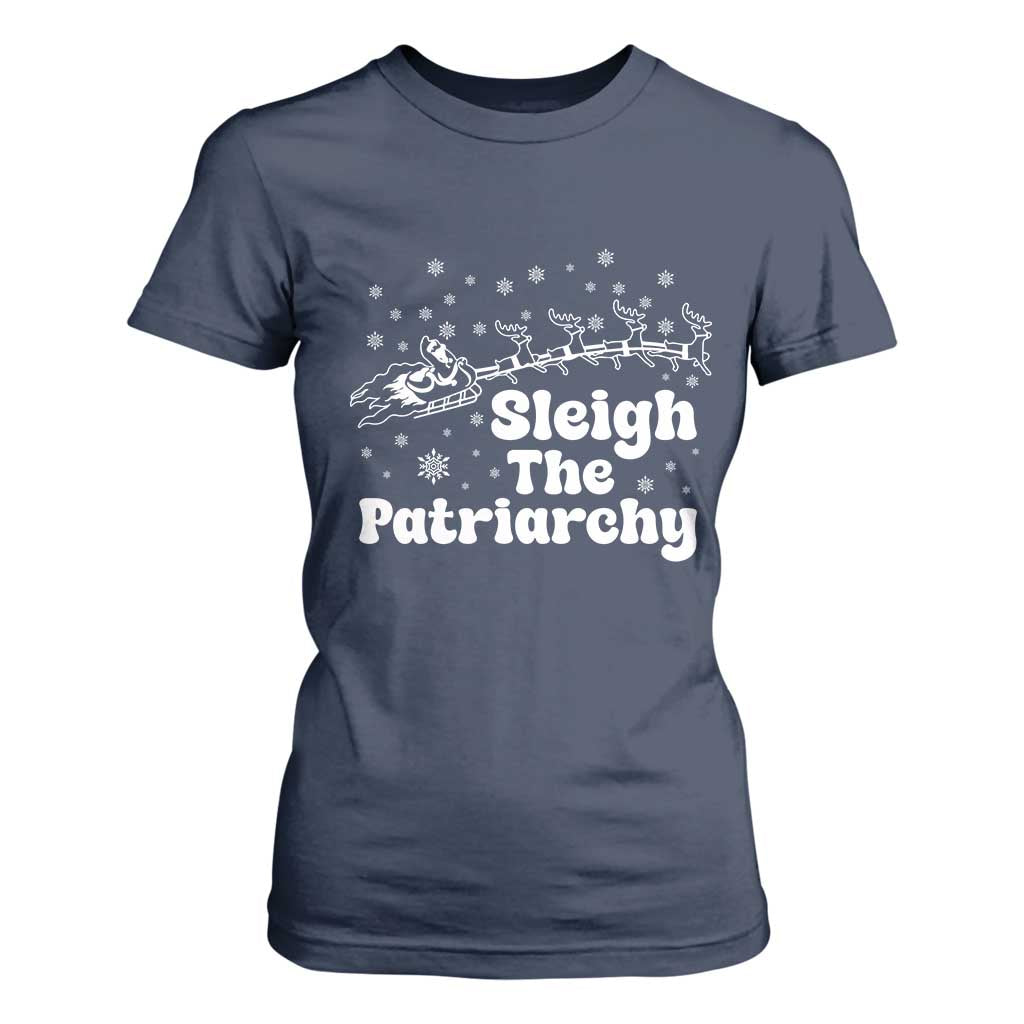 Sleigh The Patriarchy T Shirt For Women Christmas Feminist Womens Rights TS10 Navy Print Your Wear