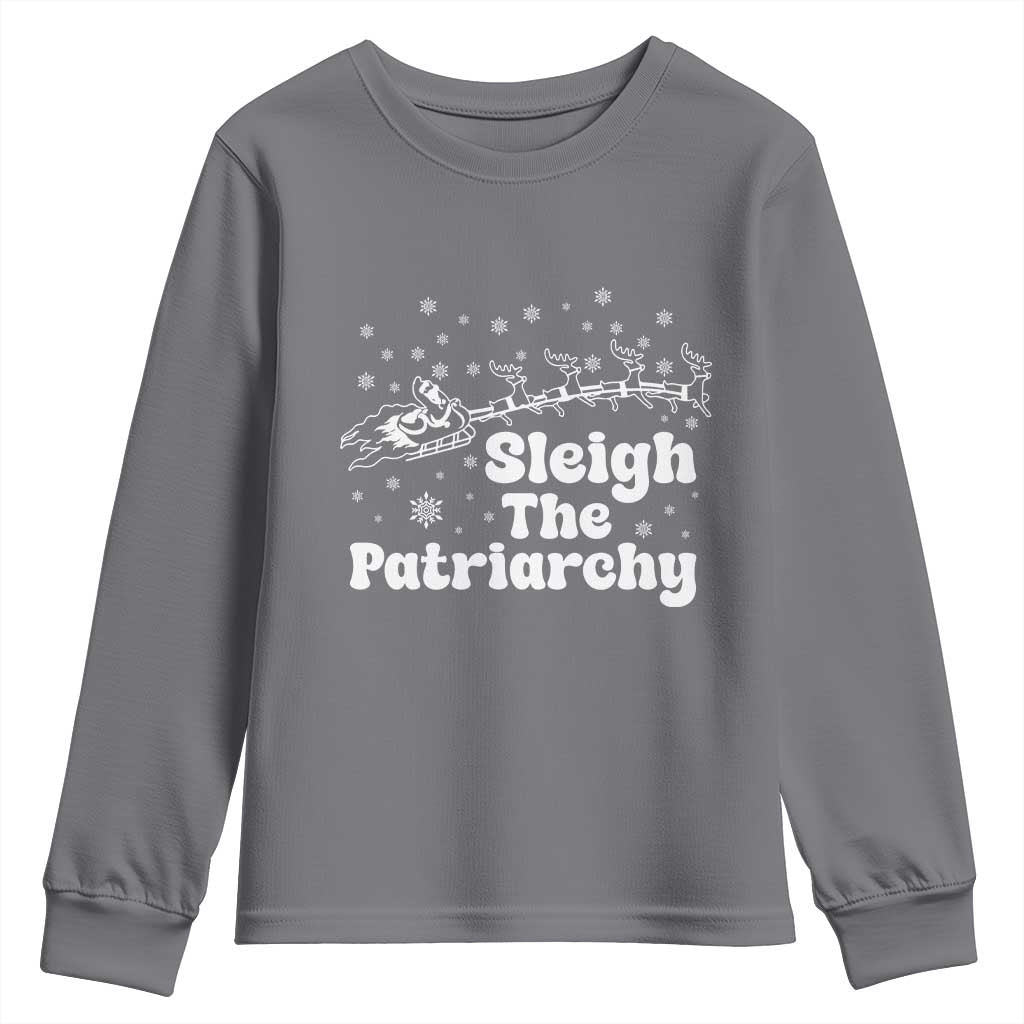 Sleigh The Patriarchy Youth Sweatshirt Christmas Feminist Womens Rights TS10 Charcoal Print Your Wear
