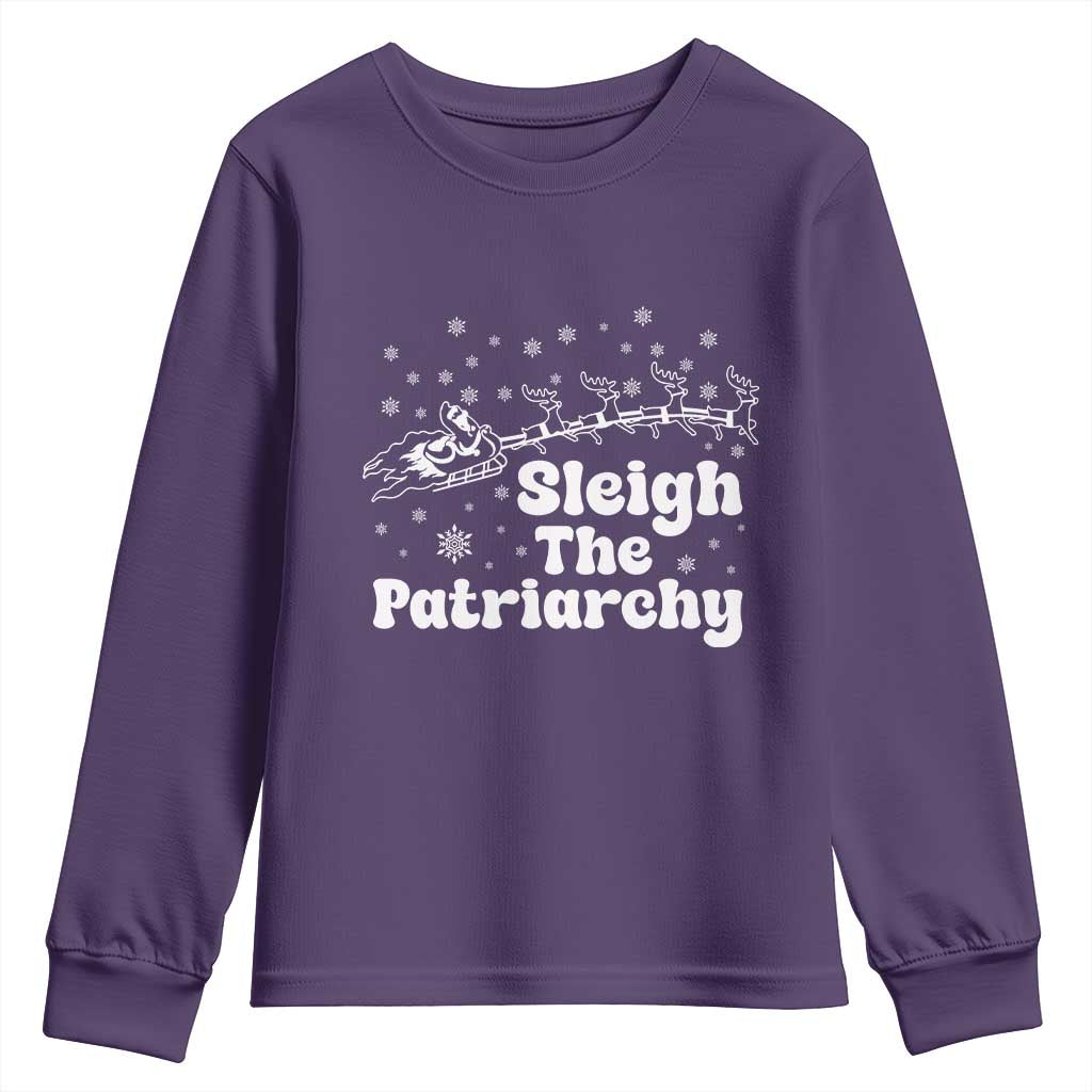 Sleigh The Patriarchy Youth Sweatshirt Christmas Feminist Womens Rights TS10 Purple Print Your Wear