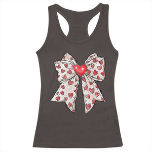Coquette Valentine's Day Racerback Tank Top Heart Bow TS10 Dark Chocolate Print Your Wear