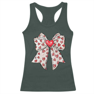 Coquette Valentine's Day Racerback Tank Top Heart Bow TS10 Dark Forest Green Print Your Wear