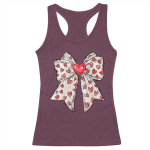 Coquette Valentine's Day Racerback Tank Top Heart Bow TS10 Maroon Print Your Wear