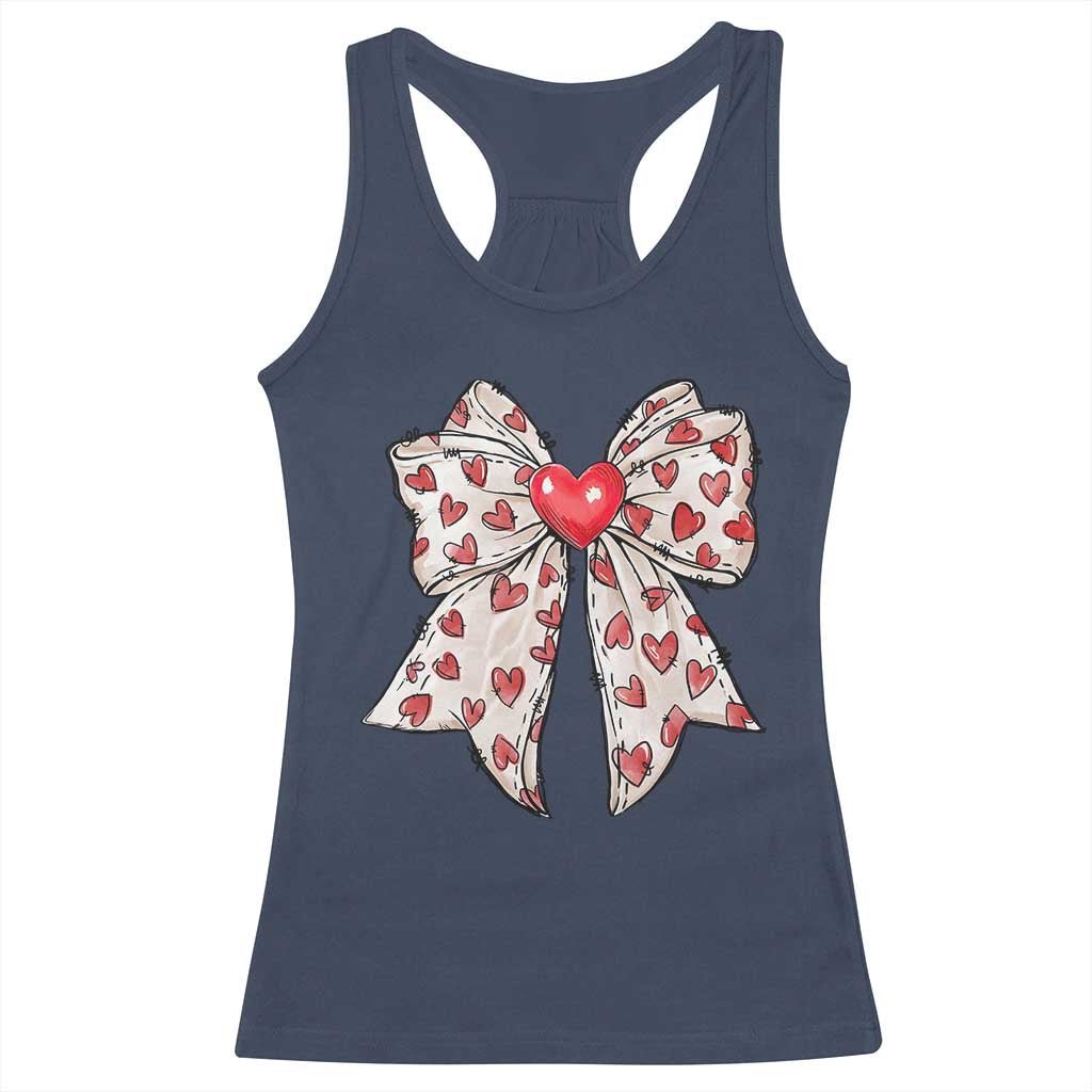 Coquette Valentine's Day Racerback Tank Top Heart Bow TS10 Navy Print Your Wear