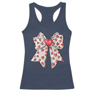 Coquette Valentine's Day Racerback Tank Top Heart Bow TS10 Navy Print Your Wear