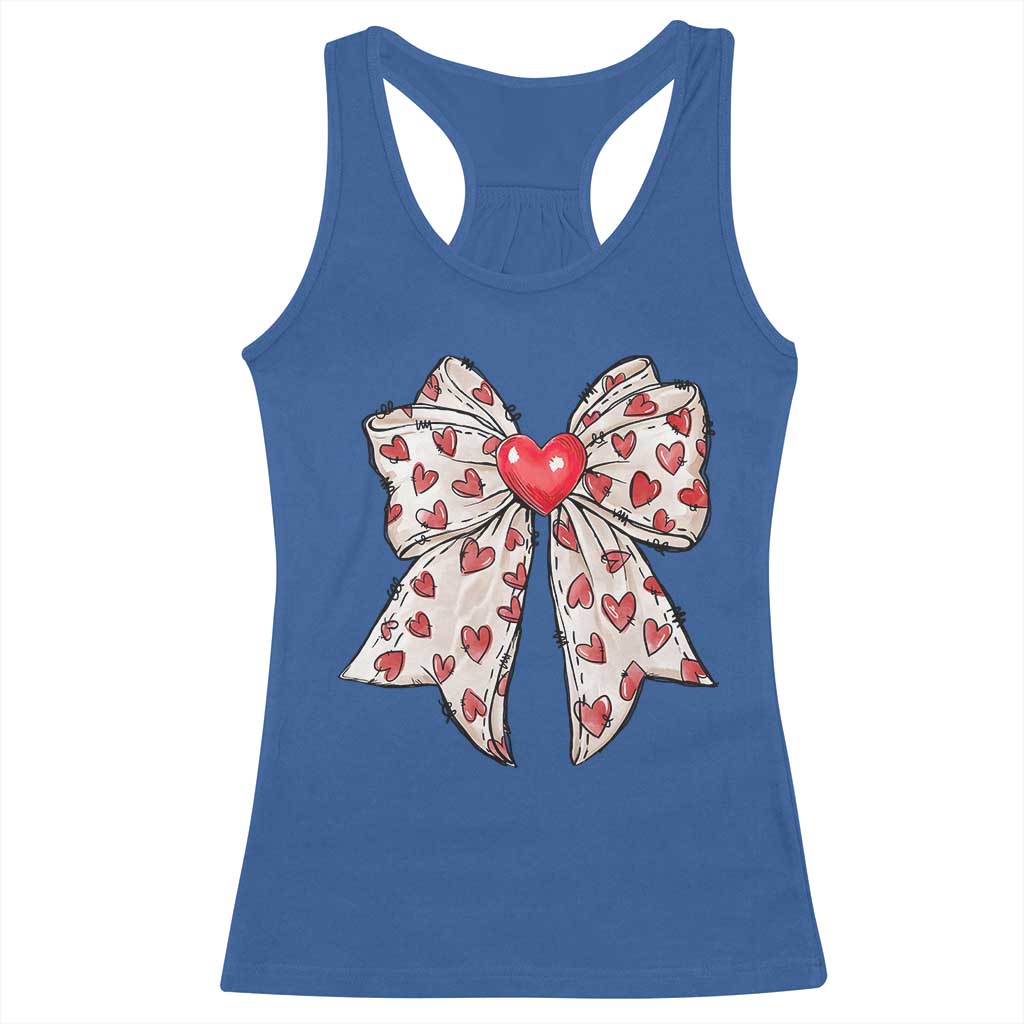 Coquette Valentine's Day Racerback Tank Top Heart Bow TS10 Royal Blue Print Your Wear