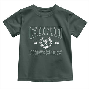 Cupid University Toddler T Shirt Cute Valentine's Day Funny College TS10 Dark Forest Green Print Your Wear