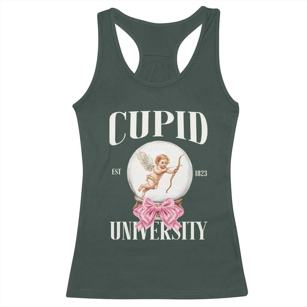Cupid University Racerback Tank Top Cute Valentine's Day College TS10 Dark Forest Green Print Your Wear
