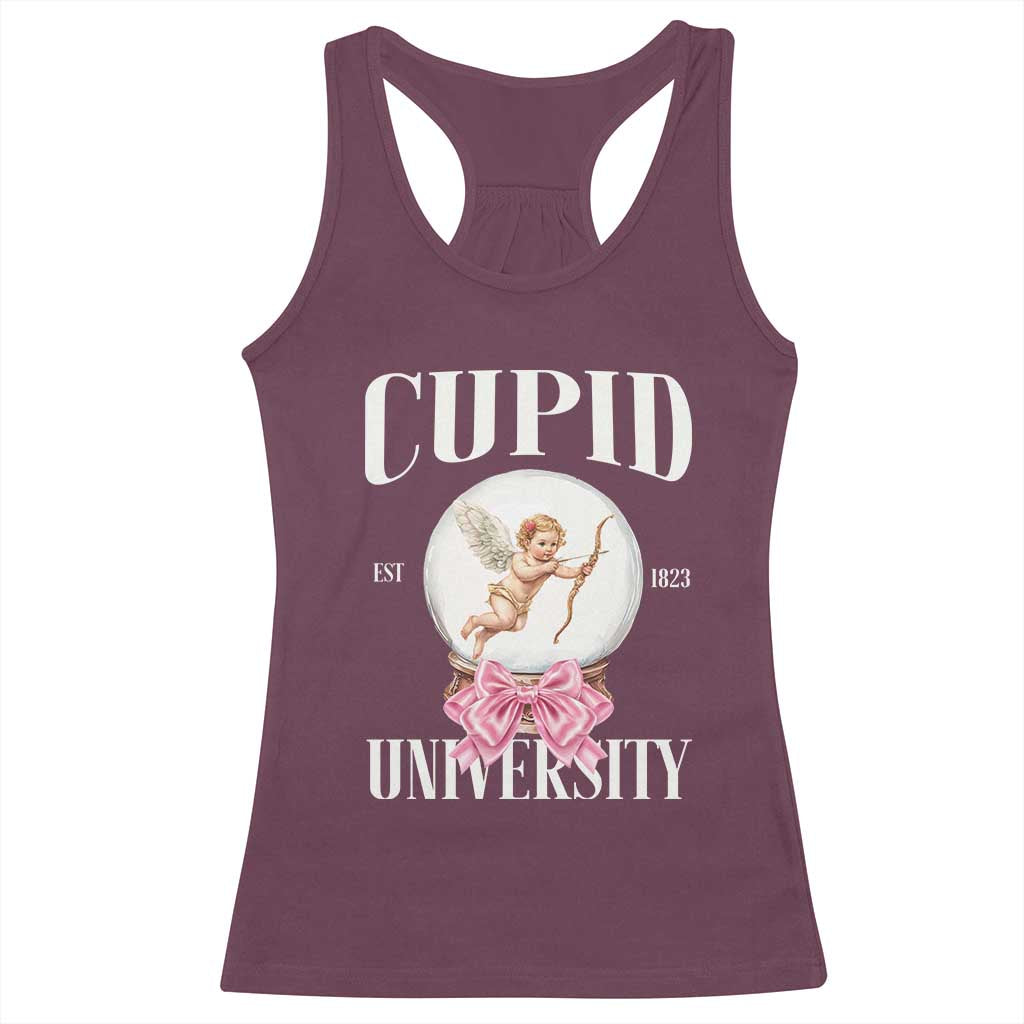 Cupid University Racerback Tank Top Cute Valentine's Day College TS10 Maroon Print Your Wear