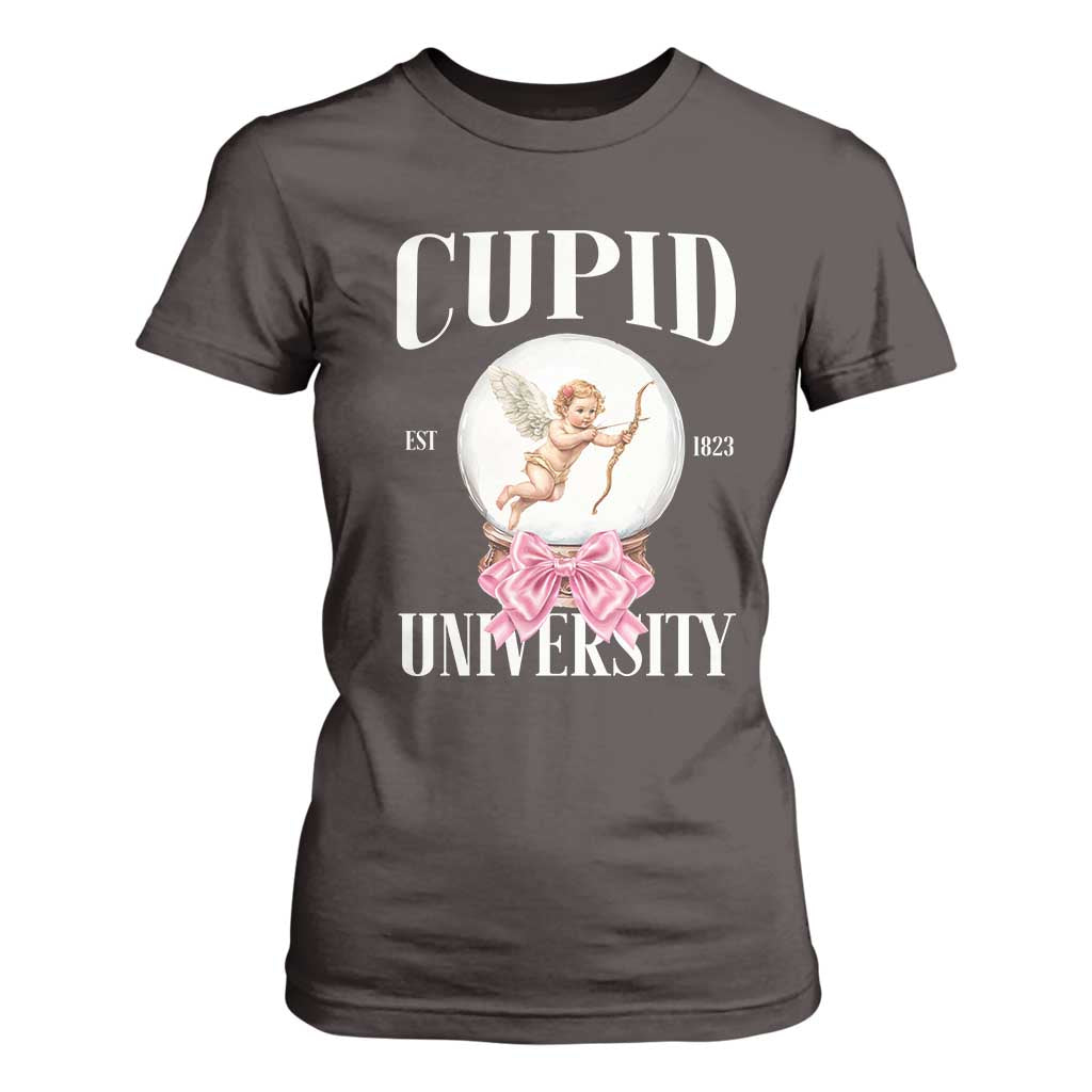 Cupid University T Shirt For Women Cute Valentine's Day College TS10 Dark Chocolate Print Your Wear