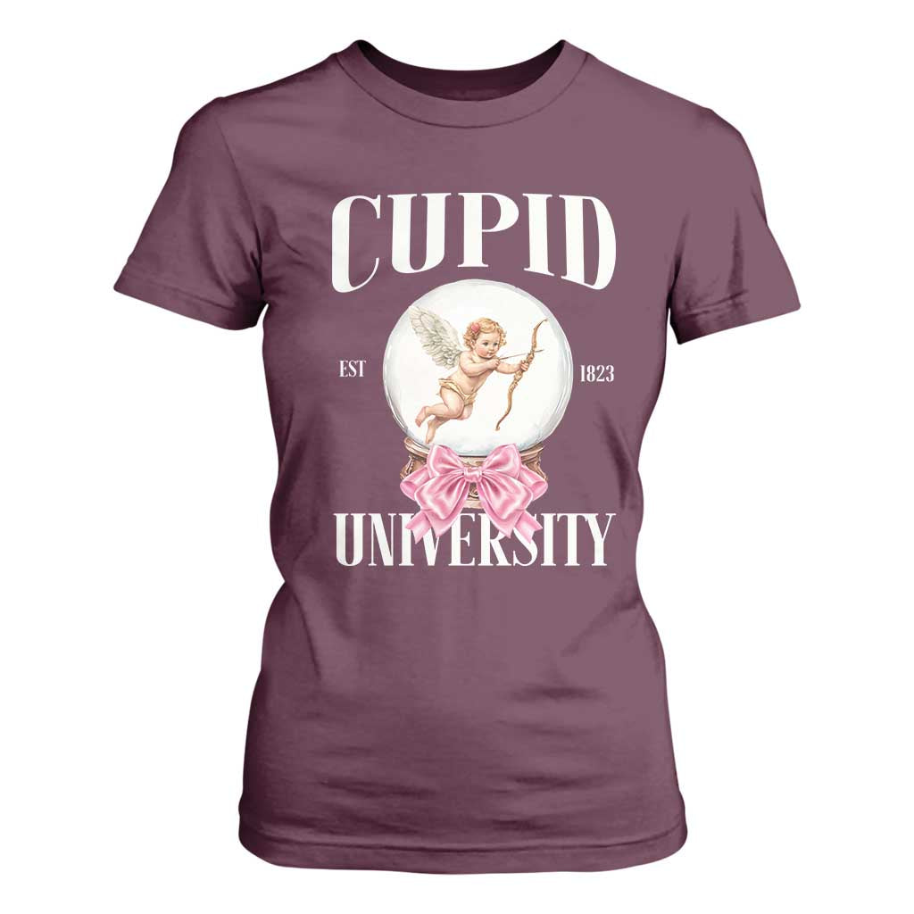 Cupid University T Shirt For Women Cute Valentine's Day College TS10 Maroon Print Your Wear