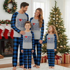 I Love My Hot Girlfriend Plaid Pajama Set Funny Gift for Him Boyfriend Valentine TS10 Blue Plaid Print Your Wear