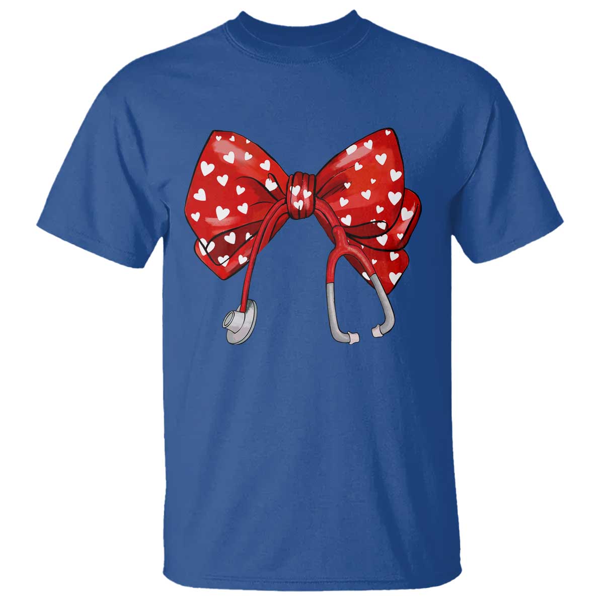 Nurse Coquette Valentine Heart T Shirt Gift For Healthcare Professionals Bow TS10 Royal Blue Print Your Wear