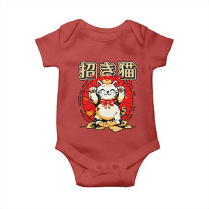 Maneki Neko Baby Onesie Kawaii Japanese Lucky Cat TS10 Red Print Your Wear