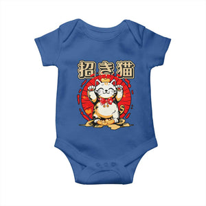 Maneki Neko Baby Onesie Kawaii Japanese Lucky Cat TS10 Royal Blue Print Your Wear