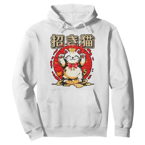 Maneki Neko Hoodie Kawaii Japanese Lucky Cat TS10 White Print Your Wear