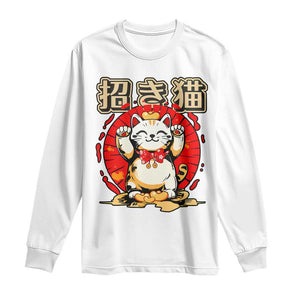 Maneki Neko Long Sleeve Shirt Kawaii Japanese Lucky Cat TS10 White Print Your Wear