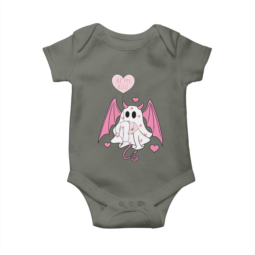 Valentines Ghost Baby Onesie Be My Boo Cute Funny TS10 Military Green Print Your Wear