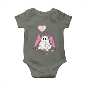 Valentines Ghost Baby Onesie Be My Boo Cute Funny TS10 Military Green Print Your Wear