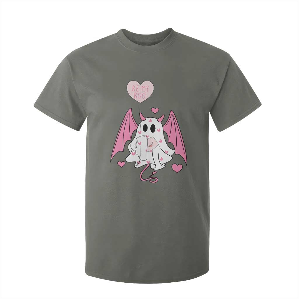 Valentines Ghost T Shirt For Kid Be My Boo Cute Funny TS10 Military Green Print Your Wear