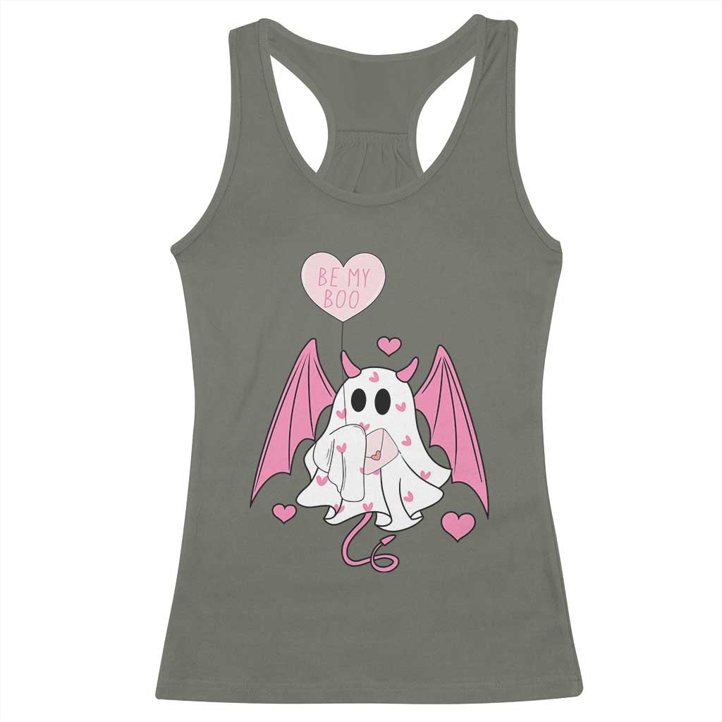 Valentines Ghost Racerback Tank Top Be My Boo Cute Funny TS10 Military Green Print Your Wear