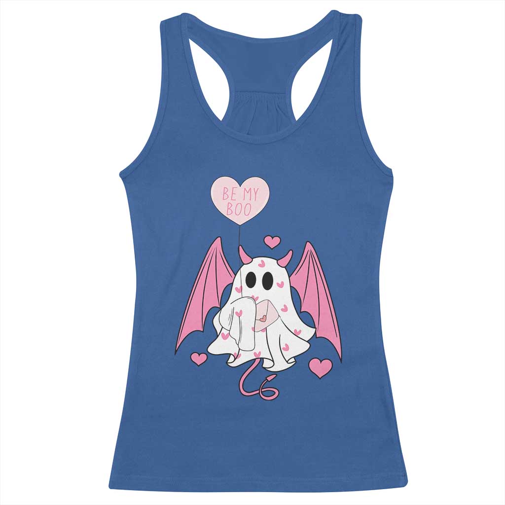 Valentines Ghost Racerback Tank Top Be My Boo Cute Funny TS10 Royal Blue Print Your Wear