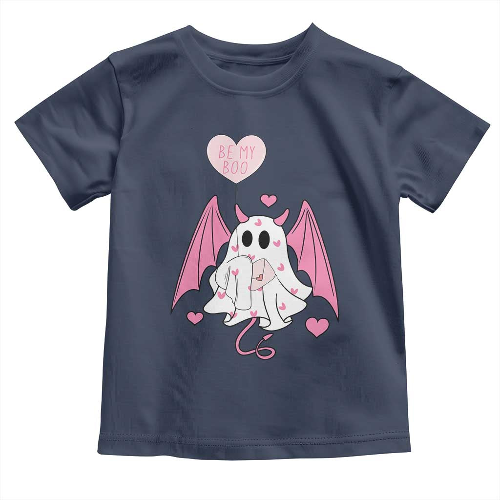 Valentines Ghost Toddler T Shirt Be My Boo Cute Funny TS10 Navy Print Your Wear