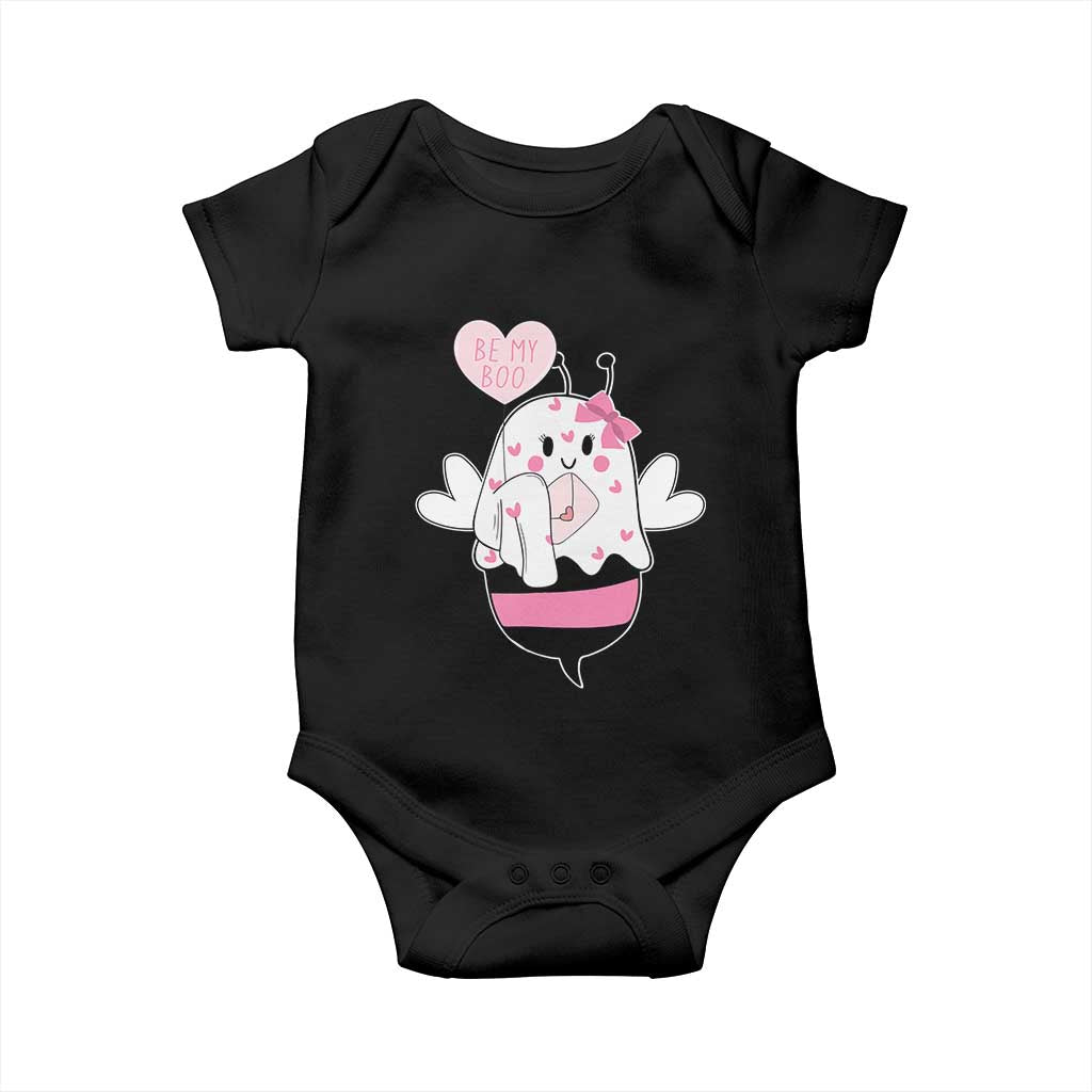 Valentines Ghost Baby Onesie Be My Boo Bee Boobee Coquette Cute Funny TS10 Black Print Your Wear
