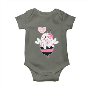 Valentines Ghost Baby Onesie Be My Boo Bee Boobee Coquette Cute Funny TS10 Military Green Print Your Wear