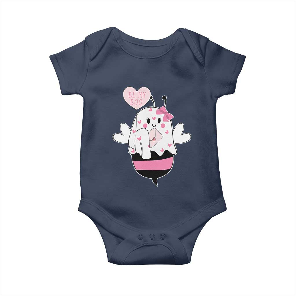 Valentines Ghost Baby Onesie Be My Boo Bee Boobee Coquette Cute Funny TS10 Navy Print Your Wear