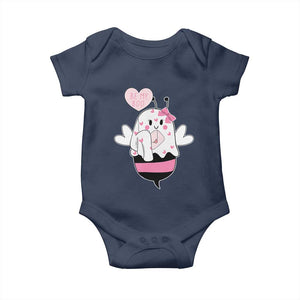 Valentines Ghost Baby Onesie Be My Boo Bee Boobee Coquette Cute Funny TS10 Navy Print Your Wear