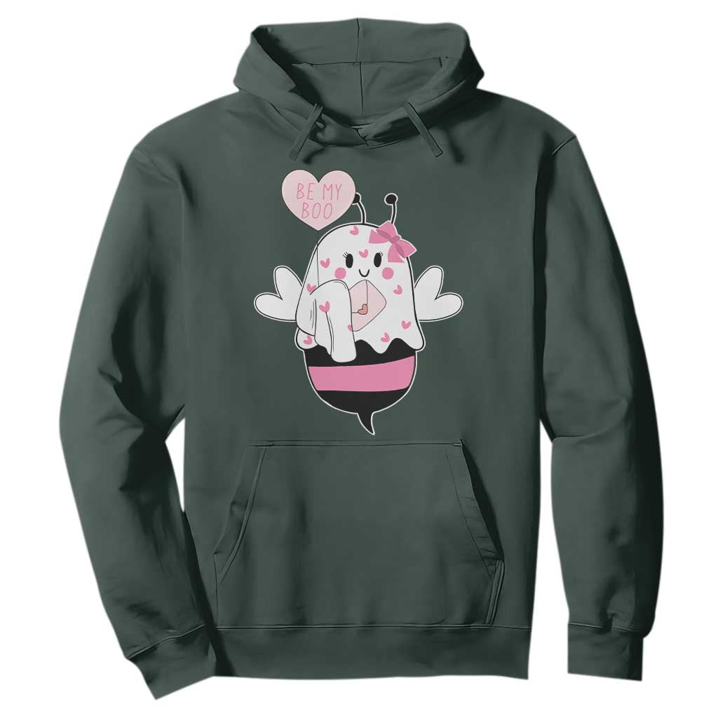 Valentines Ghost Hoodie Be My Boo Bee Boobee Coquette Cute Funny TS10 Dark Forest Green Print Your Wear