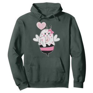 Valentines Ghost Hoodie Be My Boo Bee Boobee Coquette Cute Funny TS10 Dark Forest Green Print Your Wear