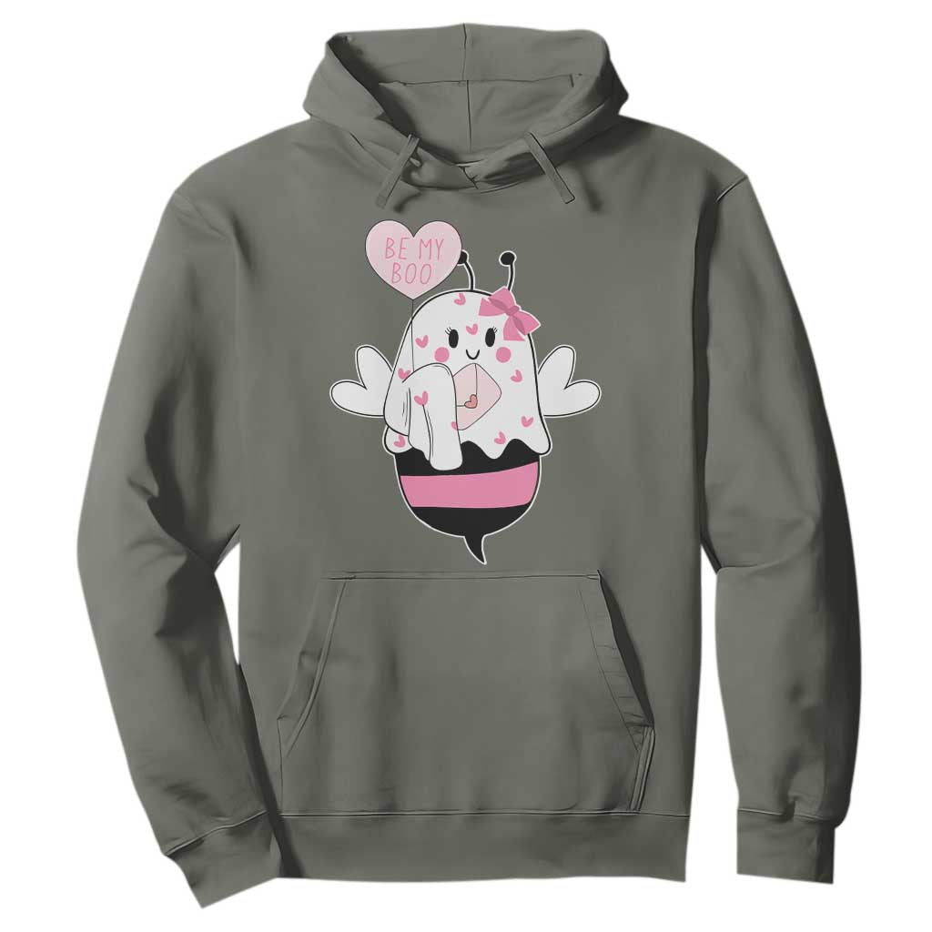 Valentines Ghost Hoodie Be My Boo Bee Boobee Coquette Cute Funny TS10 Military Green Print Your Wear