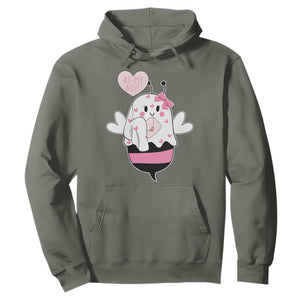 Valentines Ghost Hoodie Be My Boo Bee Boobee Coquette Cute Funny TS10 Military Green Print Your Wear