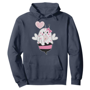 Valentines Ghost Hoodie Be My Boo Bee Boobee Coquette Cute Funny TS10 Navy Print Your Wear