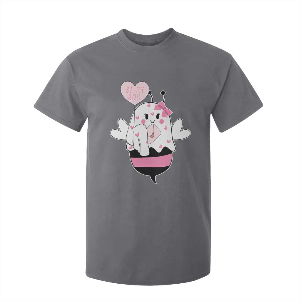 Valentines Ghost T Shirt For Kid Be My Boo Bee Boobee Coquette Cute Funny TS10 Charcoal Print Your Wear